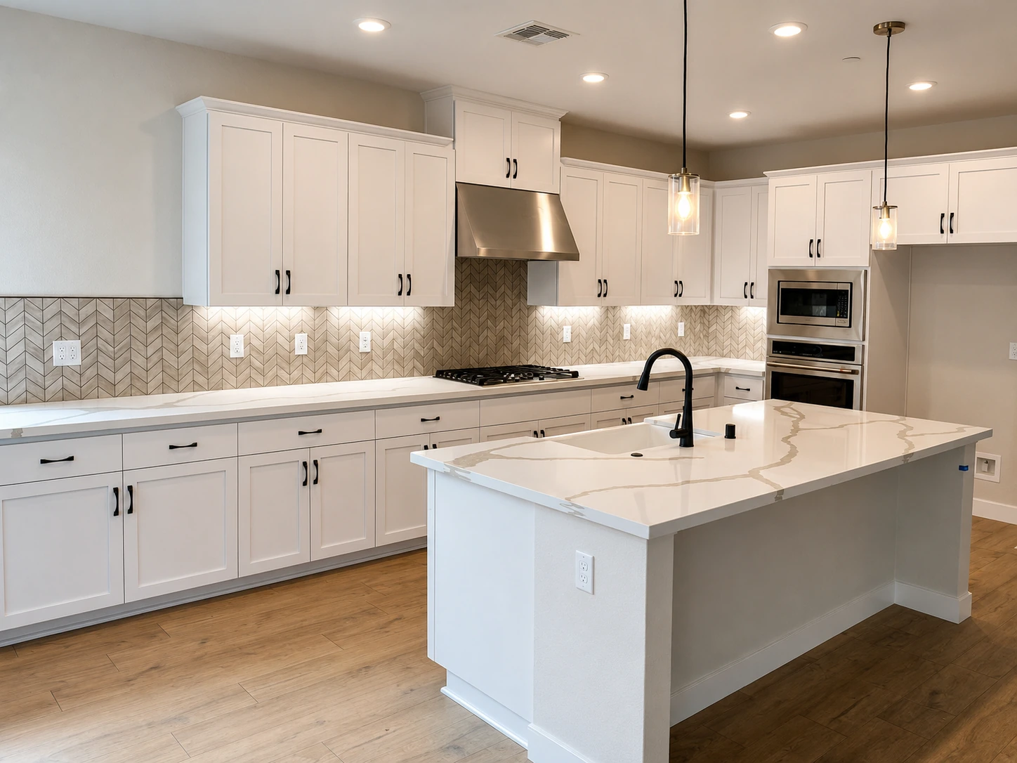Signature kitchen countertop and backsplash package by Domus Surfaces