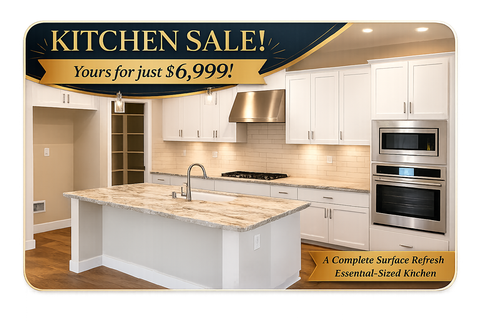 Essential Kitchen promotional package from Domus Surfaces for $6,999